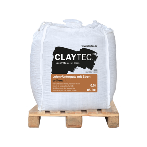 ClayTec Szalmás vályog alapvakolat - BigBag 0,5 t - Földnedves kivitel